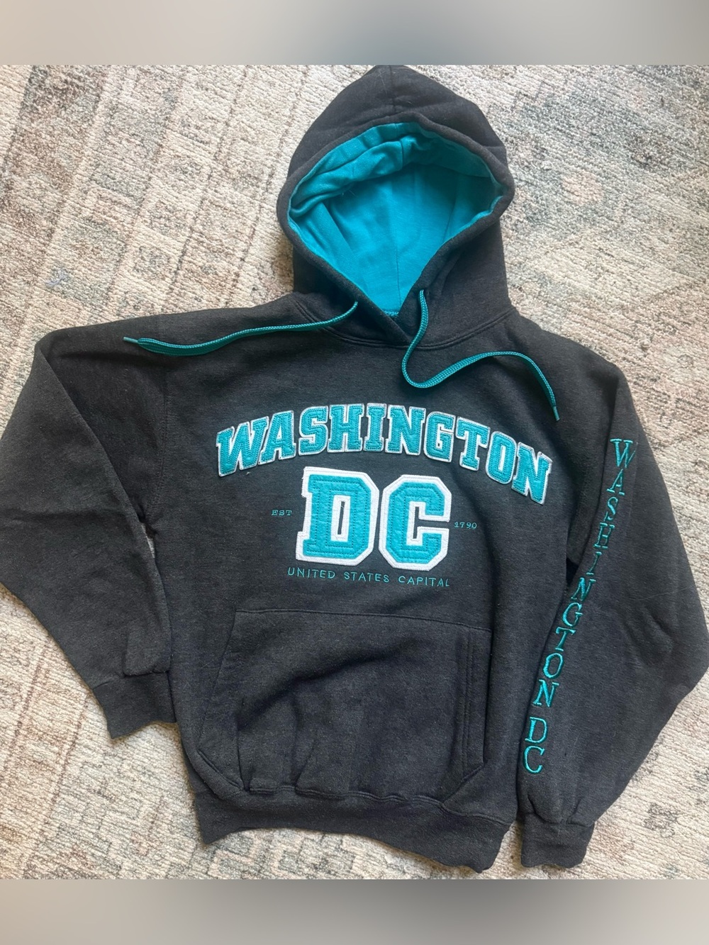Vintage United States capital Washington DC Est 1790 Hoodie sz S Sweatshirt gray